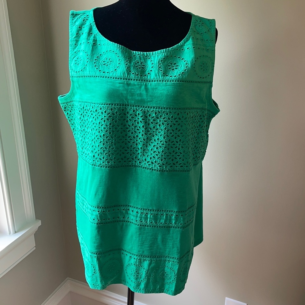 Talbots Green Eyelet Cotton Tank Top